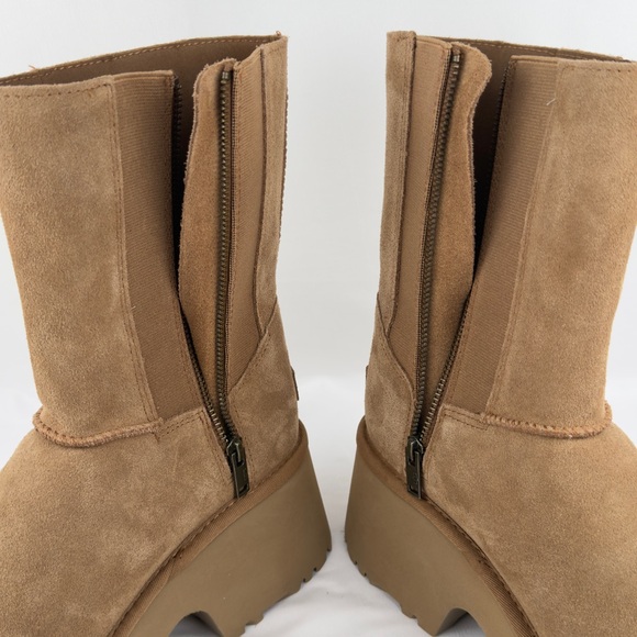 UGG Classic Twin Seam New Heights Platform Boots Chestnut Suede Sz 10 - Picture 6 of 11